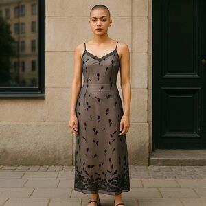 Vintage Ever Beauty Floral Flocked Sheer Dress 4 Whimsigoth Fairy Grunge Goth